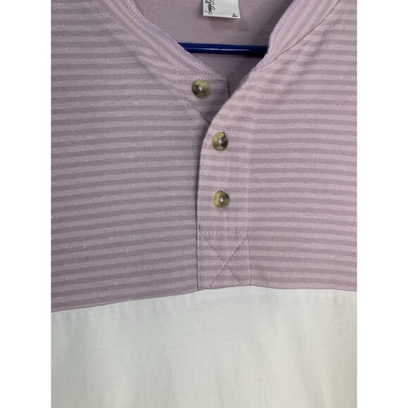 Sovereign Code men's L Multicolor Mauve Cotton Short Sleeve Henley - Picture 2 of 8